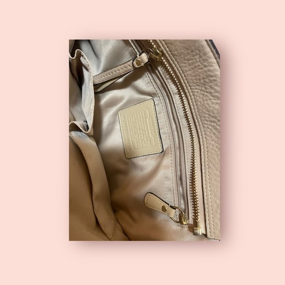 Coach 10529 Hampton Beige Pebbled Leather Braided‎ Band Large Tote Shoulder Bag - Picture 7 of 11